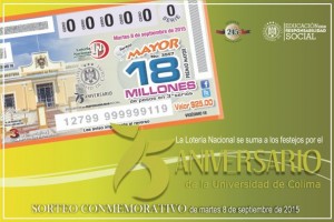 BILLETE DE LOTERIA CONMEMORATIVO 75 ANIVERSARIO COLIMA NOTICIAS