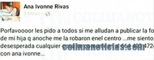Ana Ivonne Rivas reporta presunto robo