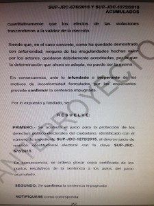 Anteproyecto de TEPJF confirmaría el triunfo de Ignacio Peralta