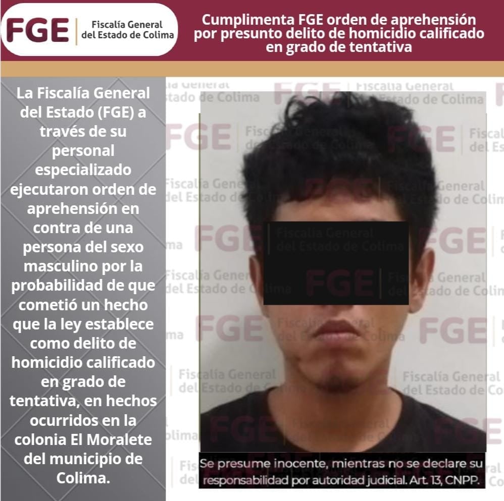 Cumplimenta FGE orden de aprehensión por presunto delito de homicidio