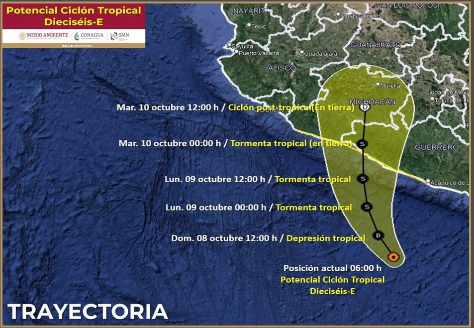 Baja presión efectos de Lidia y potencial ciclón tropical originarían